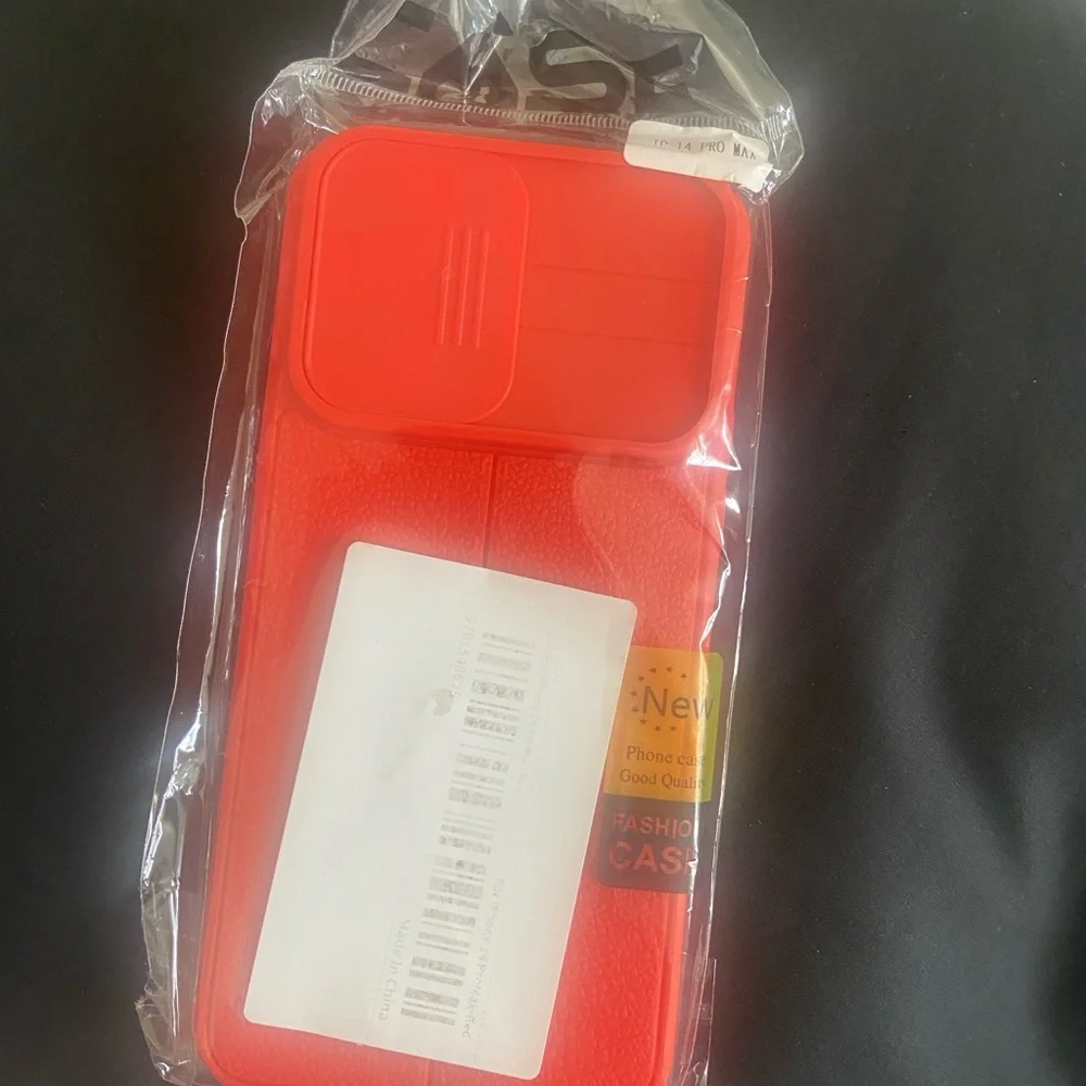 iPhone 14 pro max red shockproof case with slide cover camera lens prote…